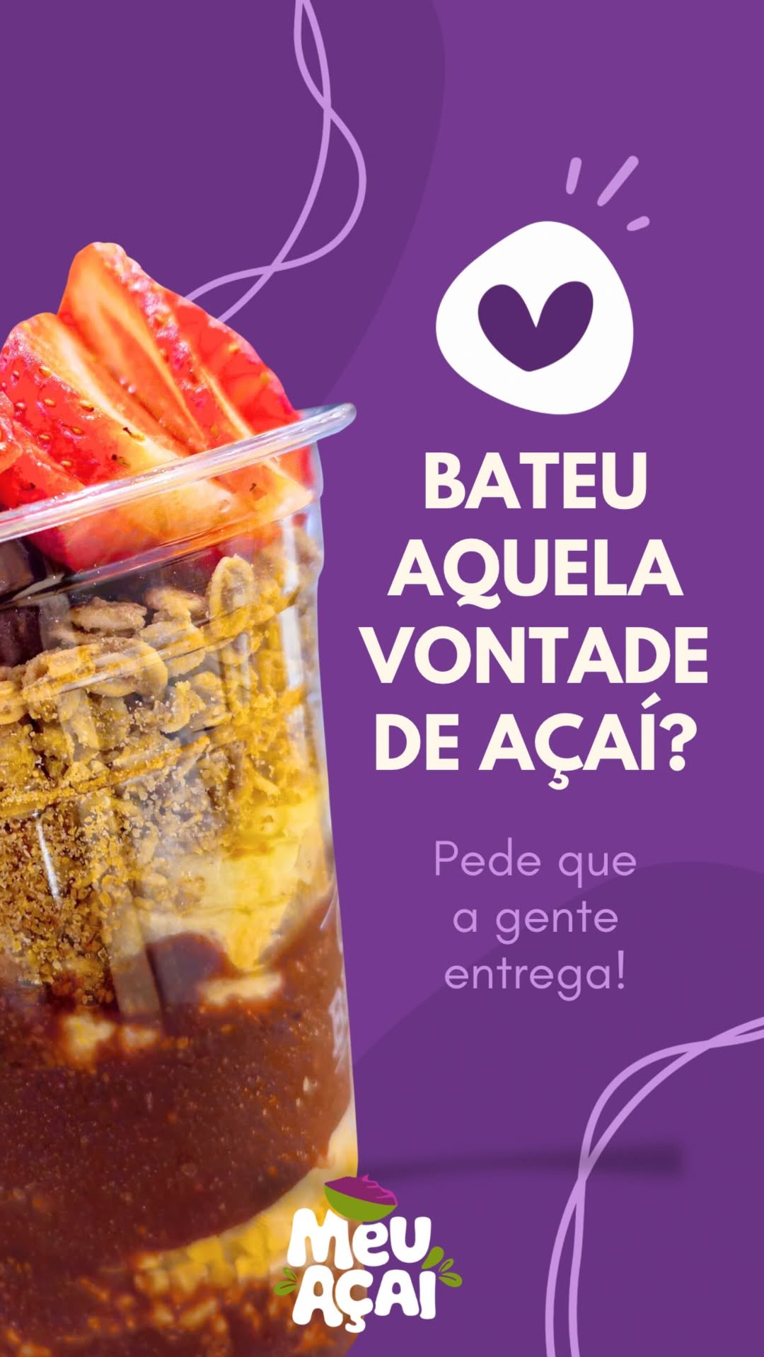 Arte do Instagram com copo de acai